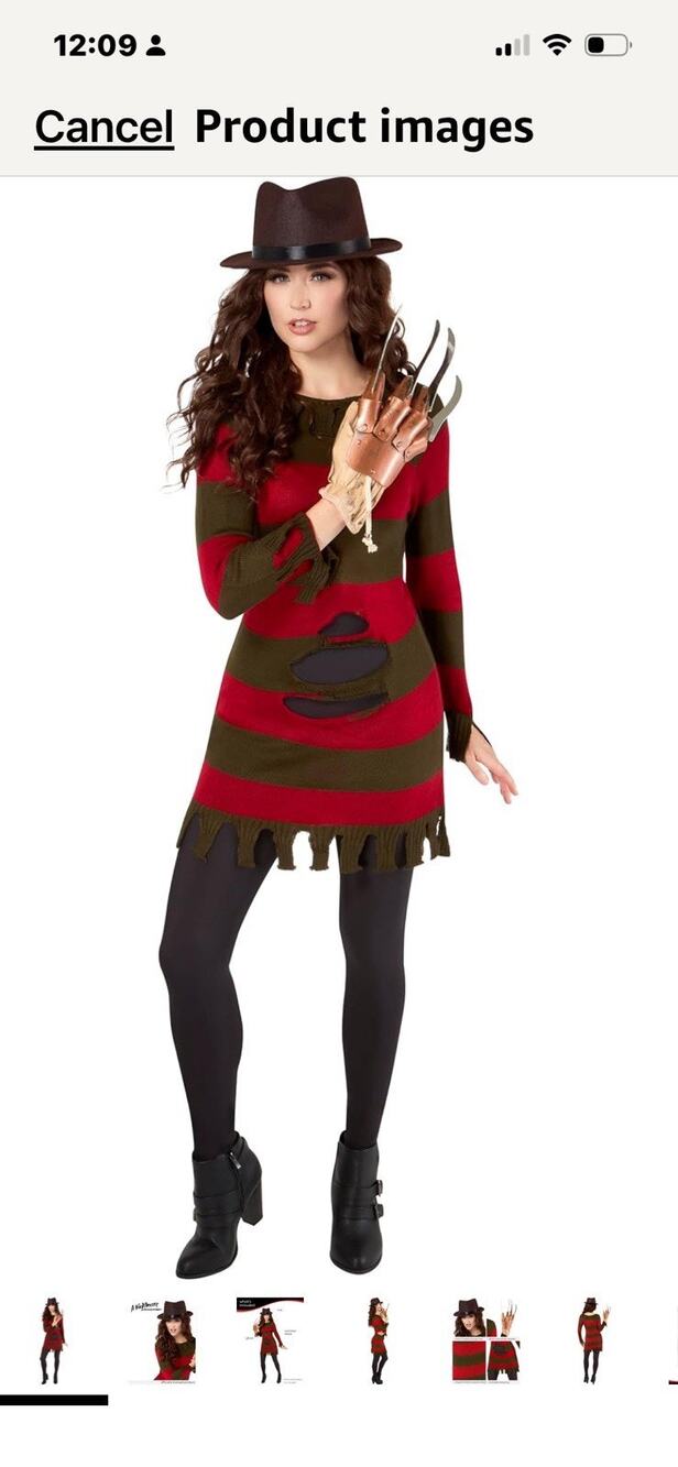 Freddy Krueger Costume Nightmare on Elm Street Women's Adult Size M (6-8)